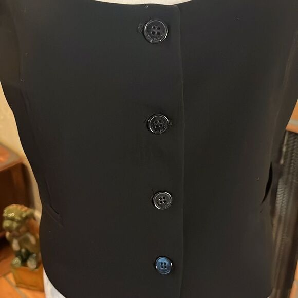 Christian Lacroix Chic Black Square Neck Button-Up Vest Top, size L - Picture 2 of 8